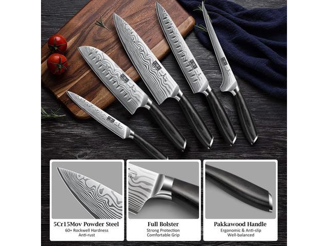 HOSHANHO 16-Piece Knife Set with Block, Ultra Sharp High Carbon Powder Steel Knife Block Set, Chef Knife Set Professional Kitchen Knives Set with...