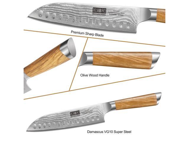 HOSHANHO Damascus Kitchen Knife Set 3-Piece, Ultra Sharp 8' Chef Knife, 7' Santoku Knife, 3.75' Paring Knife, Professional VG-10 Damascus Super...