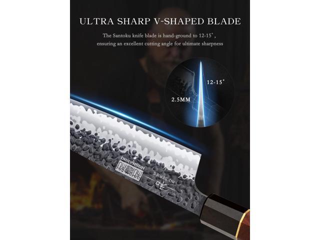 HOSHANHO Chef's Santoku Knife 7 Inch, Professional Japanese VG-10 Super Steel Chef Knife, Ultra Sharp Kitchen Knife with Octagonal Rosewood Handle
