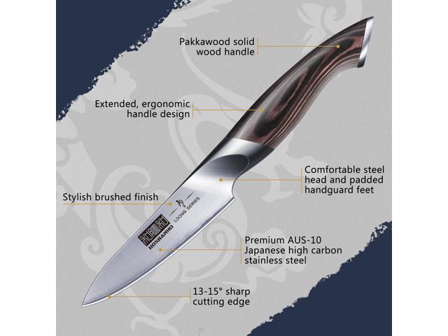 HOSHANHO 3.75 inch Paring Knife, Japanese AUS-10 High Carbon Stainless Steel Small Kitchen Knife, Ultra Sharp Fruit Knife with Ergonomic Pakkawood...