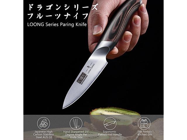 HOSHANHO 3.75 inch Paring Knife, Japanese AUS-10 High Carbon Stainless Steel Small Kitchen Knife, Ultra Sharp Fruit Knife with Ergonomic Pakkawood...