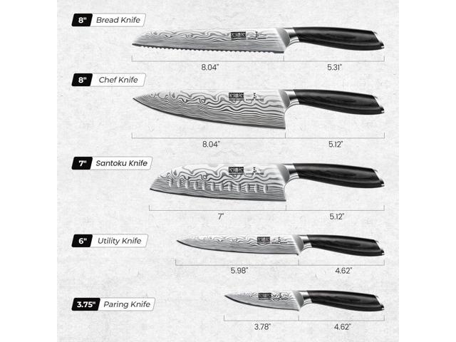 HOSHANHO 5 Pieces Knife Set, Professional Powder Steel Chef Knife Set, Ultra Sharp Japanese Kitchen Knives Set with Ergonomic Pakkawood Handle