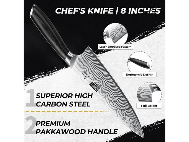 HOSHANHO 5 Pieces Knife Set, Professional Powder Steel Chef Knife Set, Ultra Sharp Japanese Kitchen Knives Set with Ergonomic Pakkawood Handle