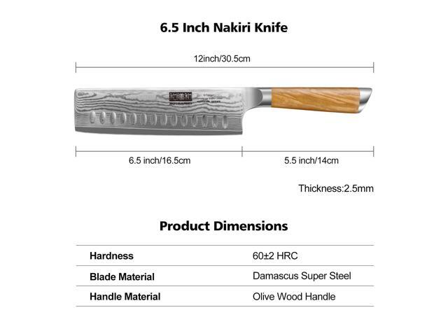 HOSHANHO Damascus Nakiri Knife 6.5 Inch, Super Sharp Damascus VG-10 Japanese Kitchen Knife, Cleaver and Vegetable Knife with Ergonomic Olive Wood...