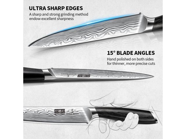 HOSHANHO 5 Pieces Knife Set, Professional Powder Steel Chef Knife Set, Ultra Sharp Japanese Kitchen Knives Set with Ergonomic Pakkawood Handle