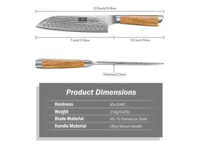 HOSHANHO Damascus Santoku Knife 7 Inch, Professional Japanese Damascus Super Steel Kitchen Knife, Sharp Cooking Knife with Durable Ergonomic Olive...