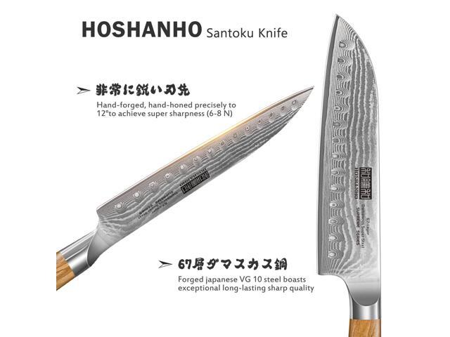 HOSHANHO Damascus Santoku Knife 7 Inch, Professional Japanese Damascus Super Steel Kitchen Knife, Sharp Cooking Knife with Durable Ergonomic Olive...