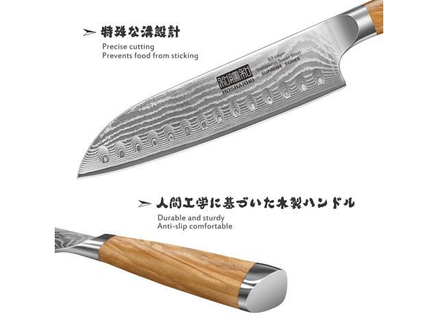 HOSHANHO Damascus Santoku Knife 7 Inch, Professional Japanese Damascus Super Steel Kitchen Knife, Sharp Cooking Knife with Durable Ergonomic Olive...