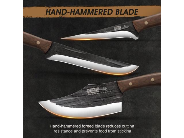 HOSHANHO Butcher Knife Set, Hand Forged Butcher Chef Knife Set with Roll Bag, Sharp Kitchen Knife Set of Meat Cleaver Knife Bone Chopper Knife...