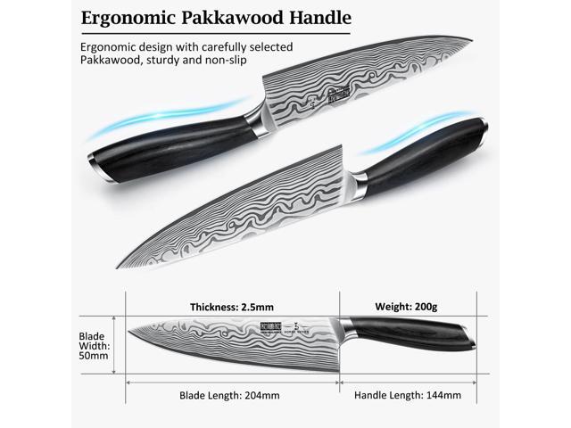 HOSHANHO 8 Inch Chef Knife, Ultra Sharp High Carbon Powder Steel Kitchen Knife, Professional Japanese Chef's Knife with Ergonomic Pakkawood Handle