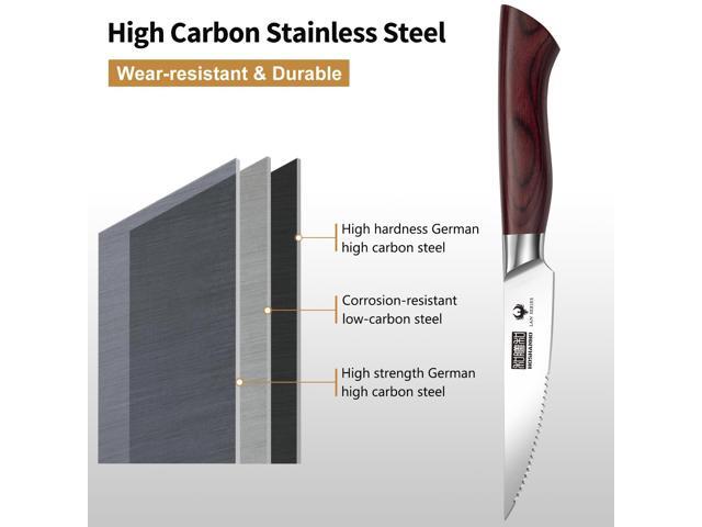 HOSHANHO Steak Knife Set 8 Pieces, 4.5 Inch Super Sharp High Carbon Stainless Steel Steak Knife Set, Professional Premium Serrated Precise Cutting...