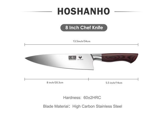 HOSHANHO 8 Inch Chef Knife for Cooking, Super Sharp High Carbon Stainless Steel Kitchen Knife, Professional Japanese Knife with Durable Wood Handle