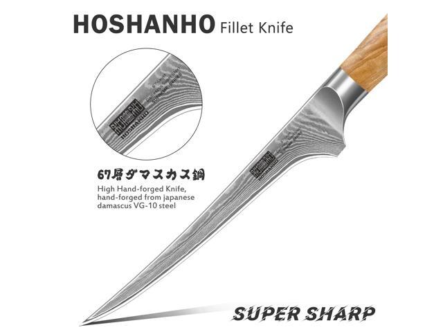 HOSHANHO 7 Inch Damascus Fillet Knife, Professional VG-10 Super Steel Japanese Boning Knife, Ultra Sharp Fish Knife with Ergonomic Olive Wood Handle