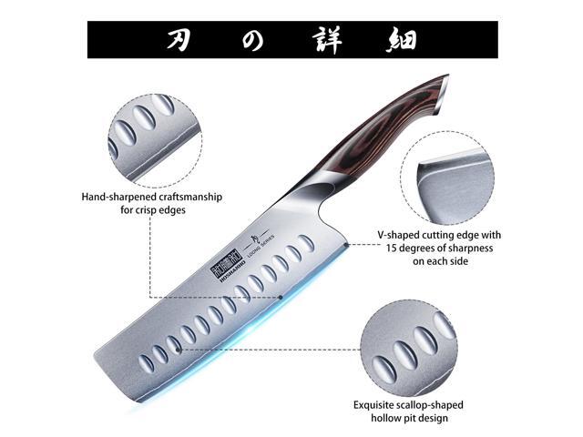 HOSHANHO 7 Inch Nakiri Knife, Japanese AUS-10 High Carbon Stainless Steel Chef Knife, Multipurpose Meat Vegetable Sharp Kitchen Knife with...