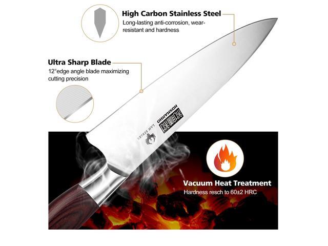 HOSHANHO Kitchen Knife Set with Block 18-Piece, Super Sharp High Carbon Stainless Steel Chef Knife Set, Professional Cutlery Knife Set with Sharpener