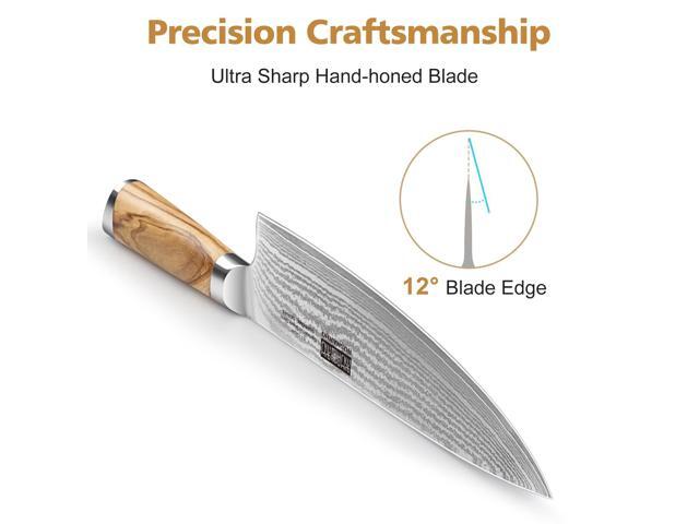 HOSHANHO Knife Set with Block 7-Piece, Professional 67-layer Damascus Super Steel Kitchen Knife Sets for Cooking, Ultra Sharp Knife Set with Sharpener