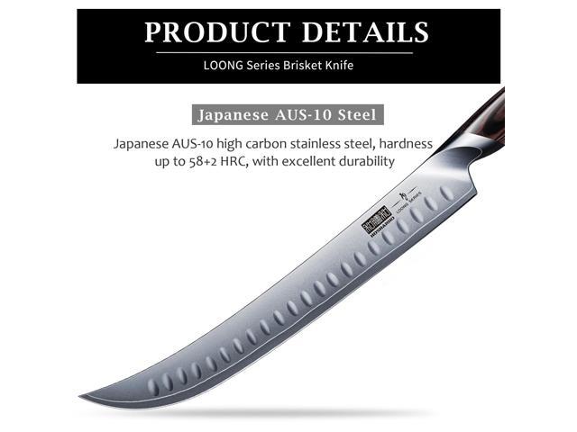 HOSHANHO Carving Slicing Knife, 12 Inch Japanese High Carbon Steel Brisket Knife with Ergonomic Pakkawood Handle, Razor Sharp Curved Butcher...