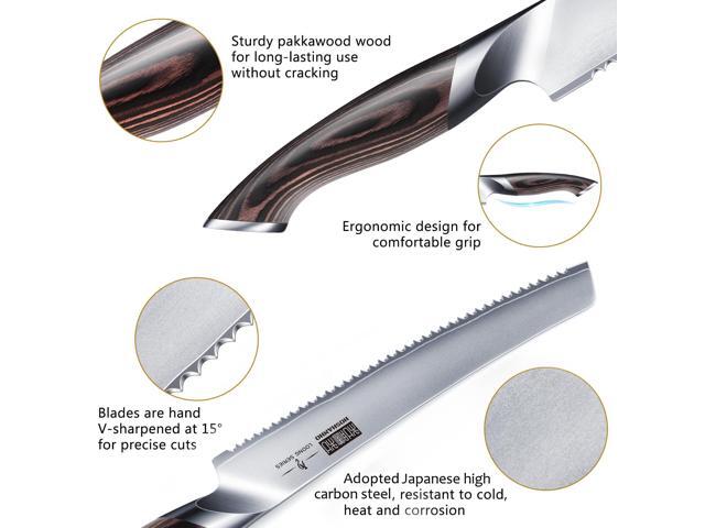HOSHANHO Bread Knife 10 inch, Japanese High Carbon Stainless Steel Serrated Bread Knives, Professional Bread Cutting Knife for Homemade Bread