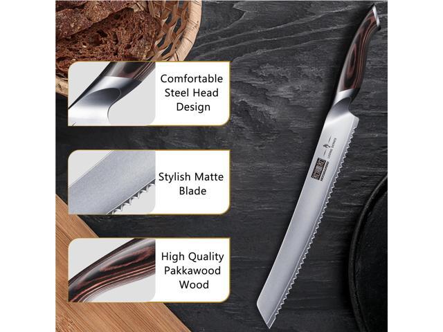 HOSHANHO Bread Knife 10 inch, Japanese High Carbon Stainless Steel Serrated Bread Knives, Professional Bread Cutting Knife for Homemade Bread