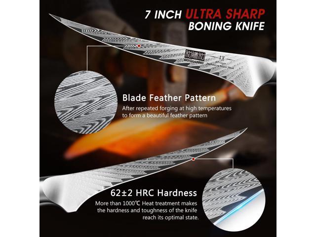 HOSHANHO Fillet Knife 7 Inch, Damascus Steel Boning Knife, Professional Fish Fillet Knife for Meat Chicken Cutting, Meat Knife with G10 Ergonomic...