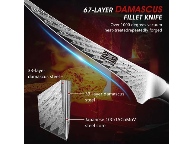 HOSHANHO Fillet Knife 7 Inch, Damascus Steel Boning Knife, Professional Fish Fillet Knife for Meat Chicken Cutting, Meat Knife with G10 Ergonomic...