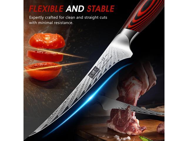 HOSHANHO Fillet Knife 7 Inch, Damascus Steel Boning Knife, Professional Fish Fillet Knife for Meat Chicken Cutting, Meat Knife with G10 Ergonomic...