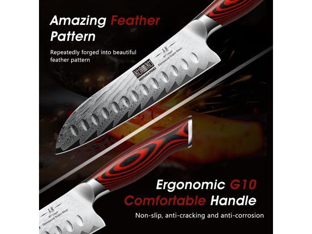 Kitchen Knife Set with Block, 7 Pieces Chef Knife Set 67 Layers Damascus Steel Professional Knife Set for Cooking, Ergonomic G10 Handles with...
