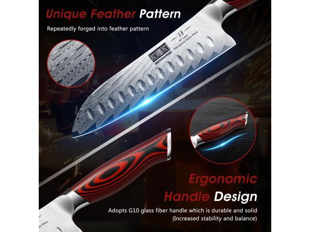 HOSHANHO 3 Pieces Damascus Kitchen Knife Set Ultra-Sharp Knives Set, Professional Chef Knife Set With G10 Ergonomic Handle,Gift Box