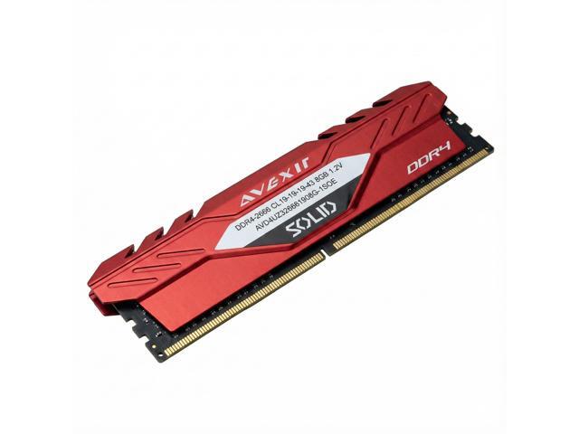 Avexir DDR4 8GB (1x8GB) 2666MHz (PC4-21300) 288-pin CL19 1.2V UDIMM Desktop Memory Module RAM SOLID RED