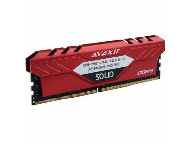 Avexir DDR4 8GB (1x8GB) 2666MHz (PC4-21300) 288-pin CL19 1.2V UDIMM Desktop Memory Module RAM SOLID RED