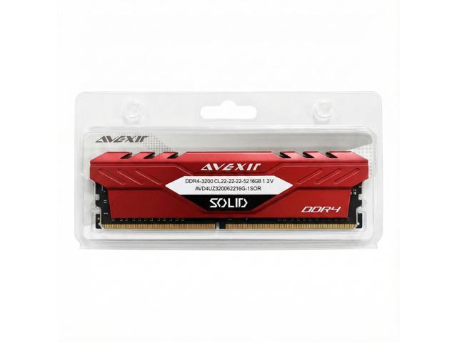 Avexir DDR4 16GB (1x16GB) 3200MHz (PC4-25600) 288-pin CL22 1.2V UDIMM Desktop Memory Module RAM SOLID RED