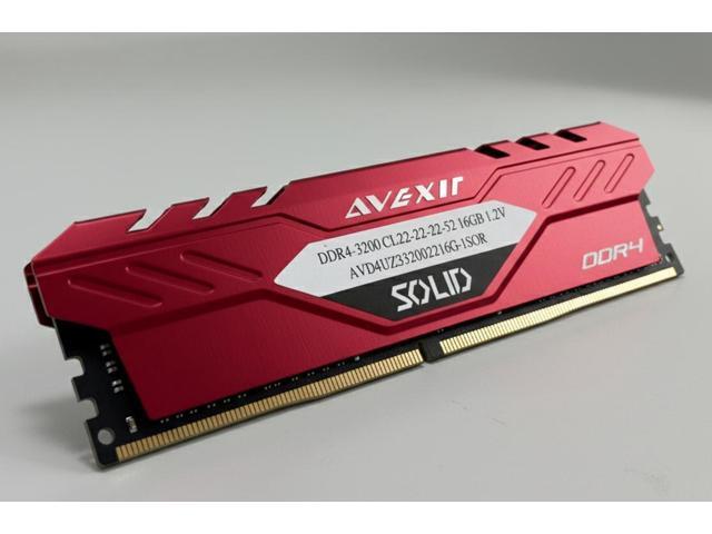 Avexir DDR4 16GB (1x16GB) 3200MHz (PC4-25600) 288-pin CL22 1.2V UDIMM Desktop Memory Module RAM SOLID RED
