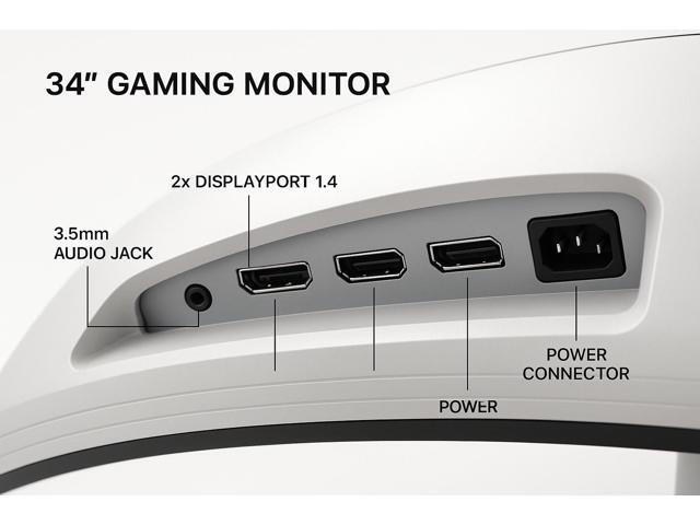 ViewGlow 34' GAMING MONITOR 3440X1440 LED WQHD 1MS 100HZ 21:9 WIDE MONITOR IMMERSIVE GAMING
