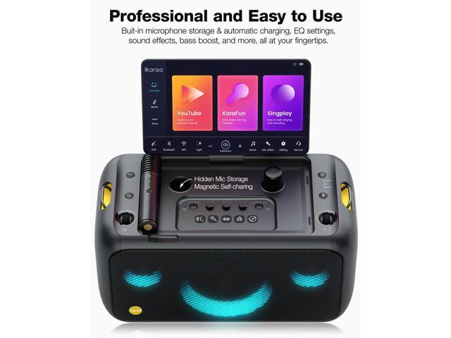 Ikarao Karaoke Machine for Adults Built-in 13.3-inch Screen Portable Bluetooth Speaker with 2 Wireless Mics for TV Music Party - image 6