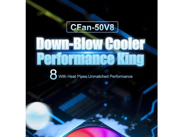 COXBYTE CFan-50V8 8 Heat Pipes Down-pressure CPU Air-cooling Cooler 45MM High 9CM Fan for LGA1200/1700/AM4/5 ITX Chassis CFan50V8 B ARGB