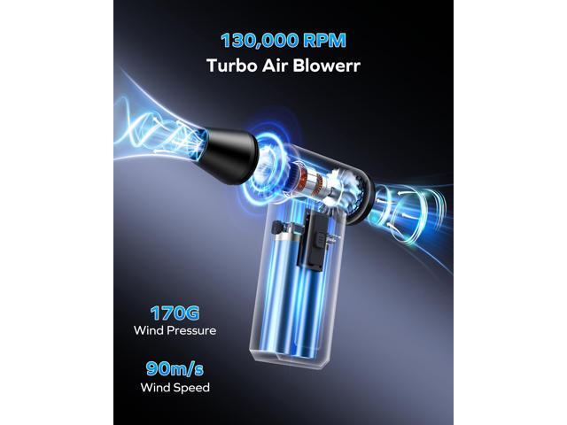 2-in-1 Electric Air Duster & Vacuum, 130,000 RPM Brushless Air Duster, 8KPA Car Vacuum 8000mAh Air Blower Wireless Handheld Vacuum for Car, Office...