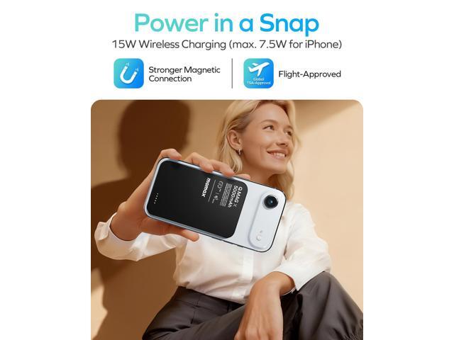 MOMAX Magnetic Power Bank, 5000mAh Wireless Portable Charger, Wired 20W Fast Charging Battery Pack, Compatible with Magsafe, iPhone 15/14/13/12...