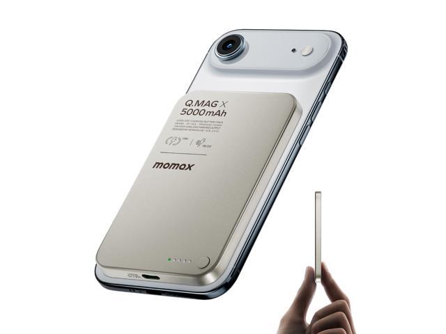 MOMAX Q. MAG Magnetic Power Bank 5000mAh, 0.3' Ultra Slim Portable Charger Battery Pack for iPhone Air/17 Pro Max/17 Pro/16/15/14/13/12 (1*USB-C...