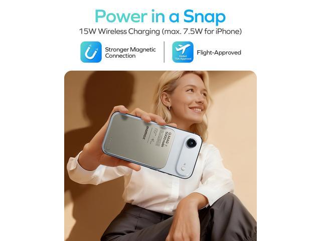MOMAX Q. MAG Magnetic Power Bank 5000mAh, 0.3' Ultra Slim Portable Charger Battery Pack for iPhone Air/17 Pro Max/17 Pro/16/15/14/13/12 (1*USB-C...