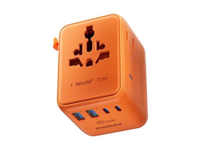 MOMAX Mini 7-in-1 Universal Travel Adapter, GaN 70W Dual AC, 3 USB-C PD & 2 USB-A QC, International Power Charger for 200+ Countries Compact...