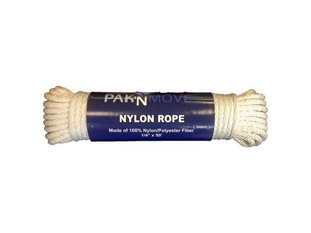 UBMOVE Nylon / Poly Tie Down Rope 50 feet x 1/4' Thick (White Fiber)