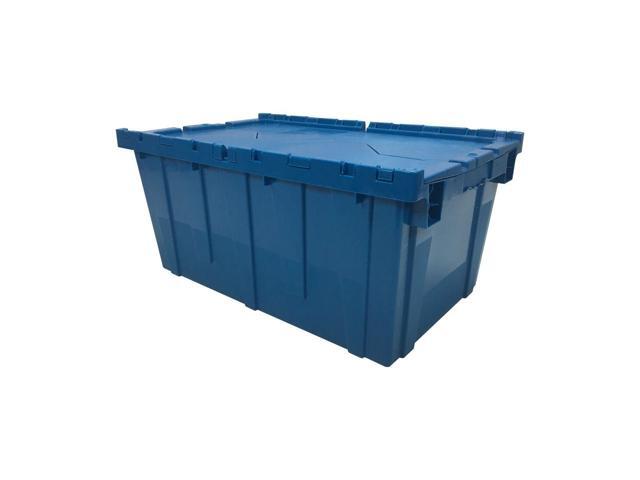 UBMOVE Storage and Packing Plastic Tote Crate (1 Pack, Blue) Attached Lid Flip Top, 27'x17'x12.5'