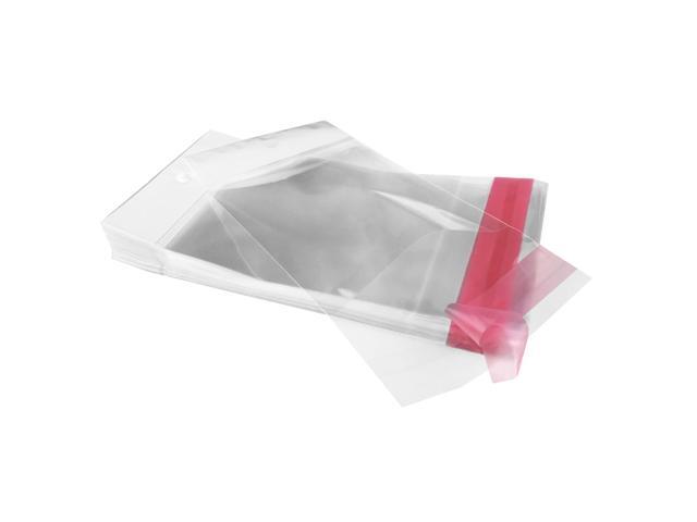 UOFFICE Clear Resealable Cellophane Bags, 2.4' x 3.9' with Hanging Header