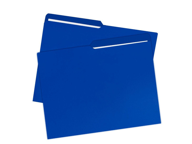UOFFICE File Folder Letter Size 1/2 Cut Tab 100 Pack Deep Blue
