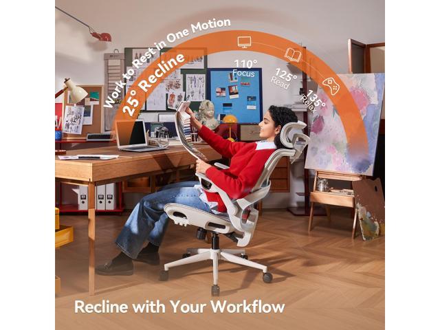 SIHOO B100 Lite Desk Chair, Ergonomic Office Chair with Zoned Back Support, 2D Wide Headrest Computer Chair with Breathable Pressure-Relief Seat,...