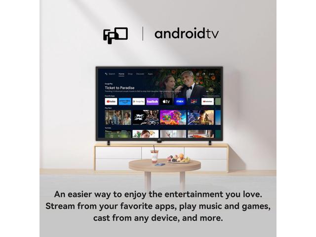 FPD 43 Inch Smart TV Flat Screen Frame LED Television Full HD 1080p Google Cast Built in, Streaming Live Ultra Thin HDR10 Android TV, Bluetooth,...