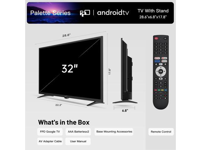 FPD 32 Inch Smart TV 720p HD Flat Screen Television (P-Series) with Google Play, Small LED Tvs for Living Room, Google Cast Built-in, Thin...