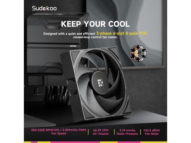 Sudokoo SK700V AM5-Designated CPU Air Cooler, Single Tower, 7 Heatpipes, Digital Display, TDP 220W, Full RAM Freedom, L-Rail Lock Mount, M-Winding...
