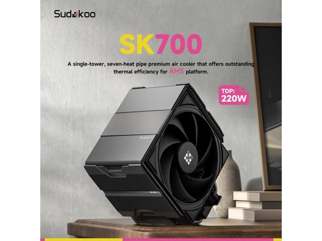 Sudokoo SK700 AM5 Air Cooler: 7 Heatpipes CPU Cooler for AM5 Exclusive - Black Single Tower PC Cooling with 120mm FDB PWM Quiet Fan & L-Rail Lock...