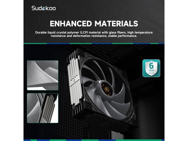Sudokoo MACH120 120mm Case Fan: PWM Quiet PC Fans with FOC Motor - 4 Pin LCP High Speed Computer Cooling Fan with 500-3000 RPM